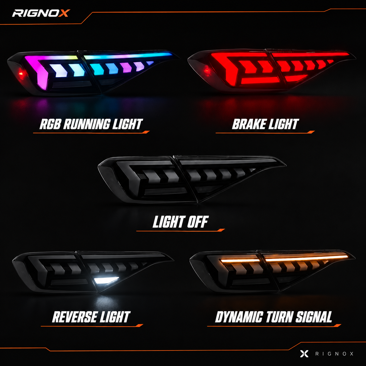 2022-2026 Honda Civic 11th Gen Sedan Sequential LED Tail Lights — function style - T-CIV11-AR-SRGB