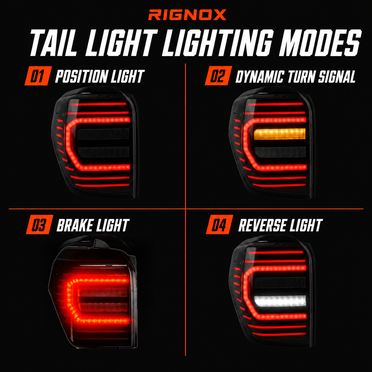 2010-2024 Toyota 4Runner Sequential LED Tail Lights — modes lower left replaced exact v3 - T-4RN10-SW