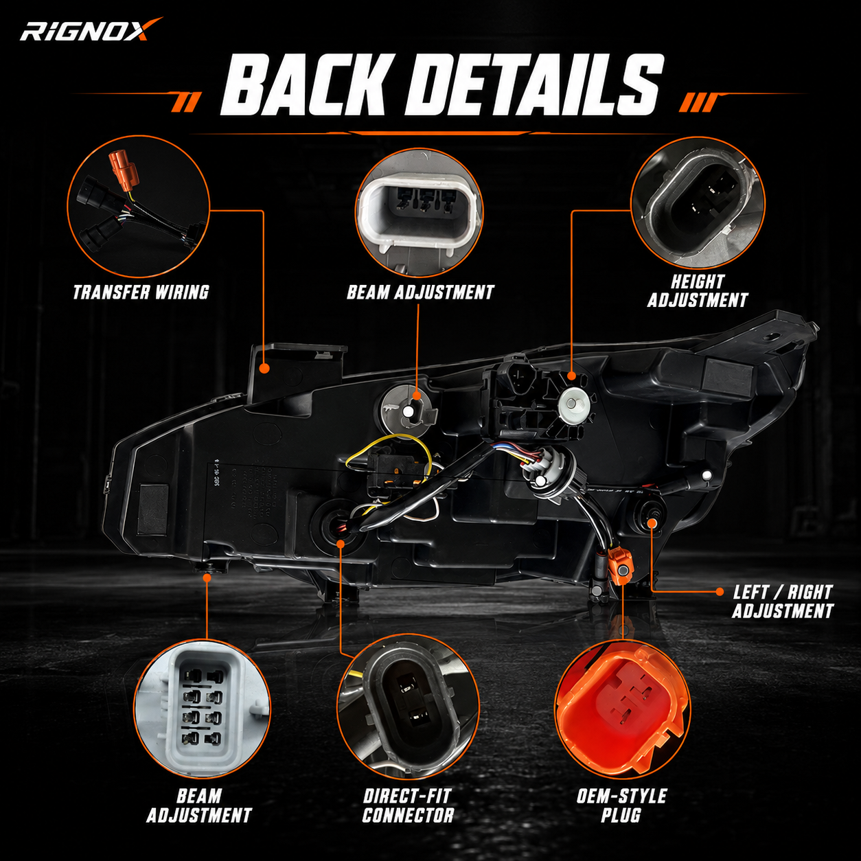 2016-2021 Honda Civic 10th Gen LED Projector Headlights — product view 40 - H-CIV10-RGB