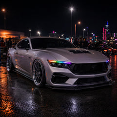 2024-2026 Ford Mustang S650 LED Triple Projector Headlights — product view 39 - H-MUS24-BK-RGB