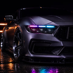 2024-2026 Ford Mustang S650 LED Triple Projector Headlights — product view 42 - H-MUS24-BK-RGB