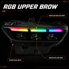 2024-2026 Ford Mustang S650 LED Triple Projector Headlights — product view 48 - H-MUS24-BK-RGB