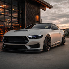 2024-2026 Ford Mustang S650 LED Triple Projector Headlights — product view 45 - H-MUS24-BK-RGB