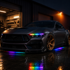 2024-2026 Ford Mustang S650 LED Triple Projector Headlights — product view 37 - H-MUS24-BK-RGB