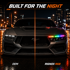 2024-2026 Ford Mustang S650 LED Triple Projector Headlights — product view 36 - H-MUS24-BK-RGB