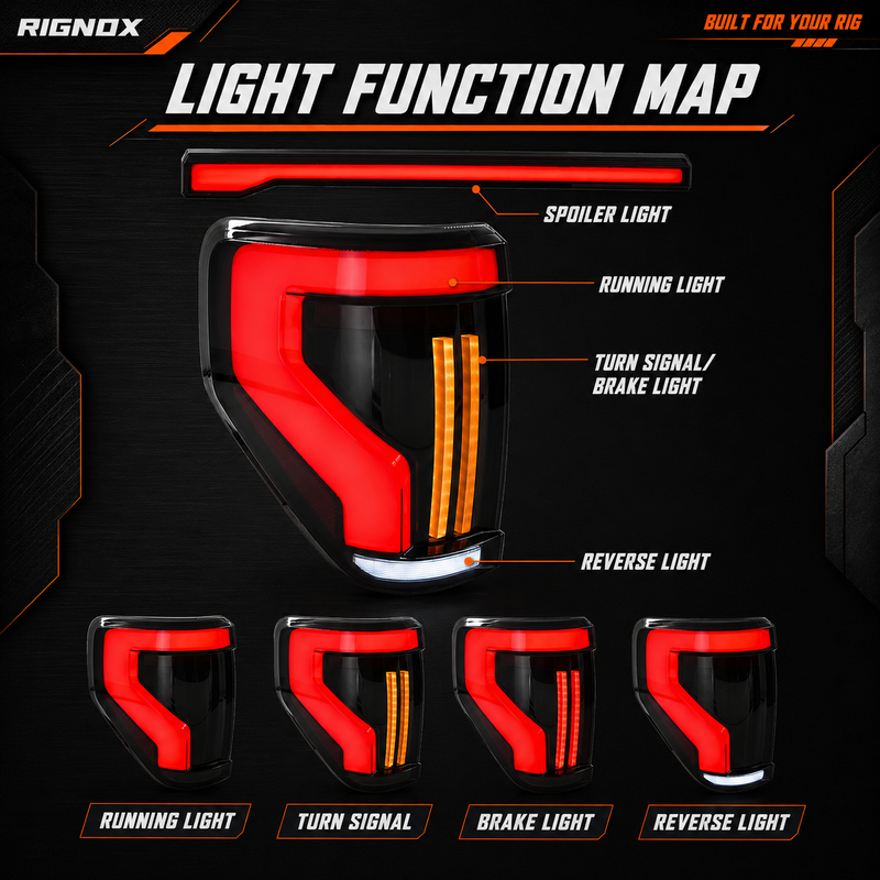 2009-2014 Ford F-150 Sequential LED Tail Lights — function map - T-F150-09-TG