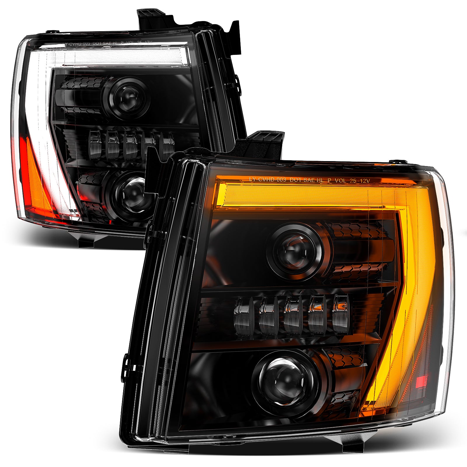 2007-2013 Chevrolet Silverado 1500 & 2007-2014 2500HD/3500HD LED Dual Projector Headlights Assembly