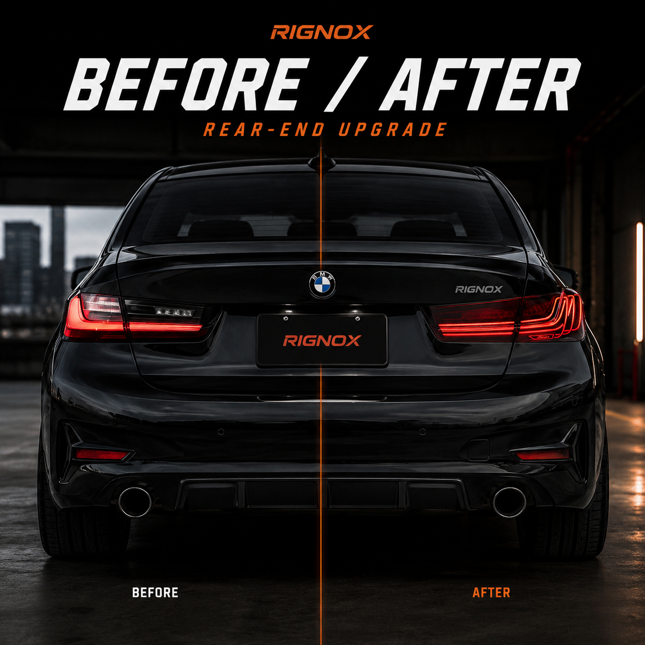 2019-2025 BMW 3 Series G20/G28/G80 M3 Sequential LED Tail Lights — clear red before after upgrade - T-3G20-RR
